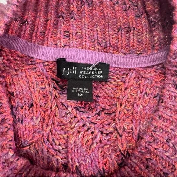 J. Jill Wearever Collection NWOT Plus Size 2X Pink Marled Cable Knit Sweater - Picture 6 of 8